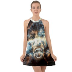 Universe Vampire Star Outer Space Halter Tie Back Chiffon Dress