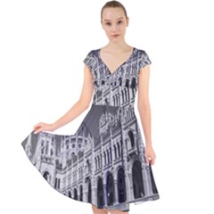 Architecture Parliament Landmark Cap Sleeve Front Wrap Midi Dress