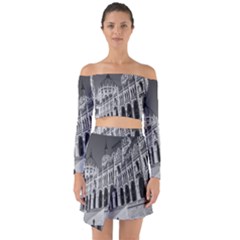 Architecture Parliament Landmark Off Shoulder Top With Skirt Set