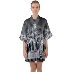 Architecture Parliament Landmark Quarter Sleeve Kimono Robe