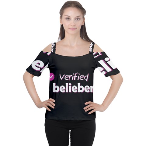 Verified Belieber Cutout Shoulder Tee by Valentinaart