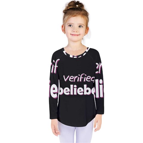 Verified Belieber Kids  Long Sleeve Tee by Valentinaart