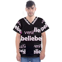 Verified Belieber Men s V-neck Scrub Top