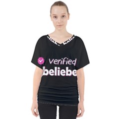 Verified Belieber V-neck Dolman Drape Top