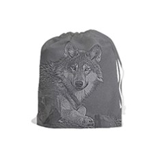 Wolf Forest Animals Drawstring Pouches (large)  by BangZart