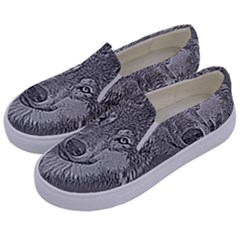 Wolf Forest Animals Kids  Canvas Slip Ons