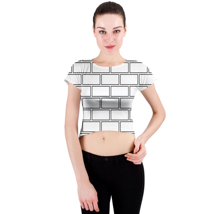 Wall Pattern Rectangle Brick Crew Neck Crop Top