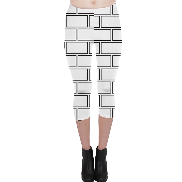 Wall Pattern Rectangle Brick Capri Leggings 