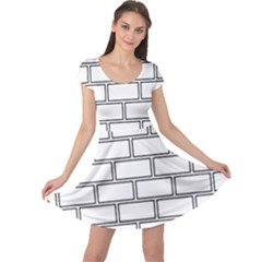 Wall Pattern Rectangle Brick Cap Sleeve Dress