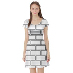 Wall Pattern Rectangle Brick Short Sleeve Skater Dress