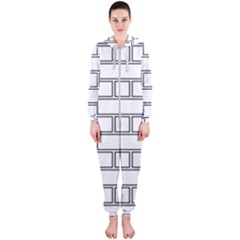 Wall Pattern Rectangle Brick Hooded Jumpsuit (Ladies) 