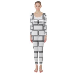 Wall Pattern Rectangle Brick Long Sleeve Catsuit by BangZart