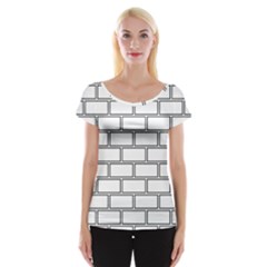 Wall Pattern Rectangle Brick Cap Sleeve Tops