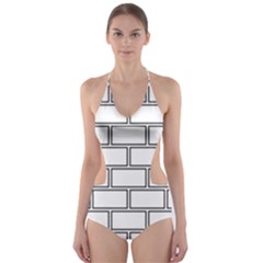 Wall Pattern Rectangle Brick Cut-Out One Piece Swimsuit