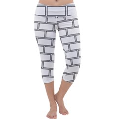 Wall Pattern Rectangle Brick Capri Yoga Leggings by BangZart