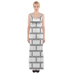 Wall Pattern Rectangle Brick Maxi Thigh Split Dress