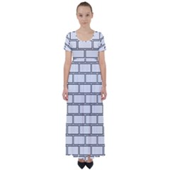 Wall Pattern Rectangle Brick High Waist Short Sleeve Maxi Dress by BangZart