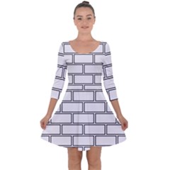 Wall Pattern Rectangle Brick Quarter Sleeve Skater Dress