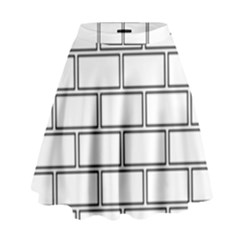 Wall Pattern Rectangle Brick High Waist Skirt