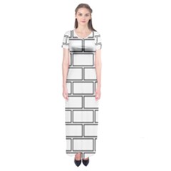 Wall Pattern Rectangle Brick Short Sleeve Maxi Dress