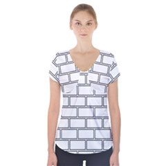 Wall Pattern Rectangle Brick Short Sleeve Front Detail Top by BangZart