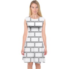 Wall Pattern Rectangle Brick Capsleeve Midi Dress