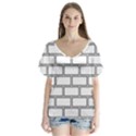 Wall Pattern Rectangle Brick V-Neck Flutter Sleeve Top View1