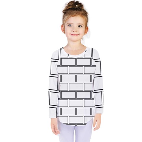 Wall Pattern Rectangle Brick Kids  Long Sleeve Tee by BangZart