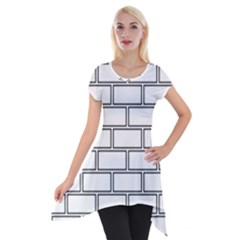 Wall Pattern Rectangle Brick Short Sleeve Side Drop Tunic