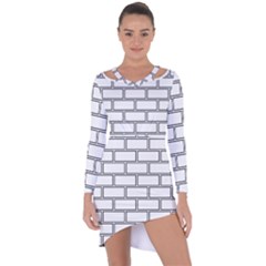 Wall Pattern Rectangle Brick Asymmetric Cut-Out Shift Dress