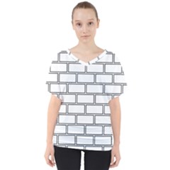 Wall Pattern Rectangle Brick V-neck Dolman Drape Top