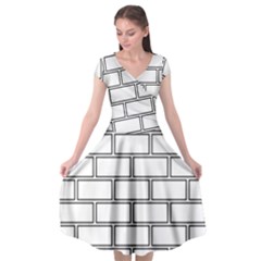 Wall Pattern Rectangle Brick Cap Sleeve Wrap Front Dress by BangZart