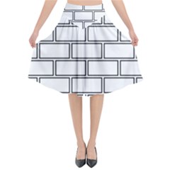 Wall Pattern Rectangle Brick Flared Midi Skirt by BangZart