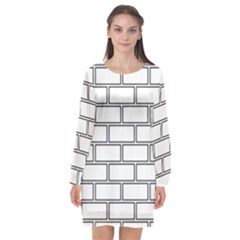 Wall Pattern Rectangle Brick Long Sleeve Chiffon Shift Dress 