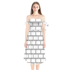 Wall Pattern Rectangle Brick Shoulder Tie Bardot Midi Dress