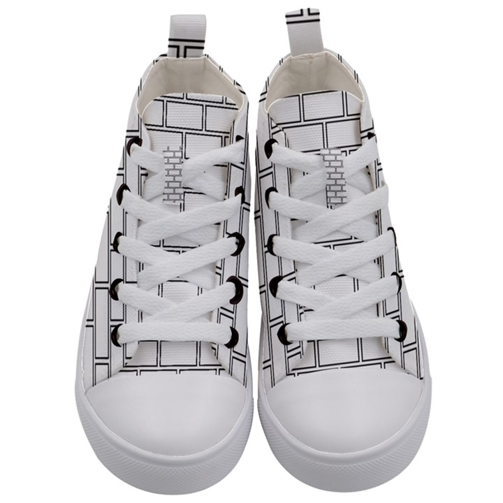 Wall Pattern Rectangle Brick Kid s Mid-Top Canvas Sneakers