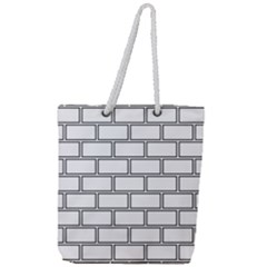 Wall Pattern Rectangle Brick Full Print Rope Handle Tote (Large)