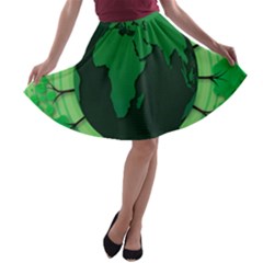 Earth Forest Forestry Lush Green A-line Skater Skirt by BangZart