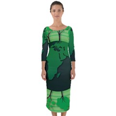 Earth Forest Forestry Lush Green Quarter Sleeve Midi Bodycon Dress