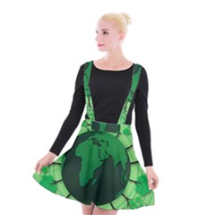 Earth Forest Forestry Lush Green Suspender Skater Skirt by BangZart