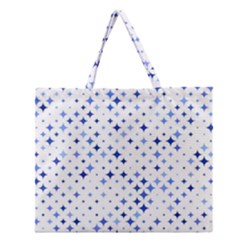 Star Curved Background Blue Zipper Large Tote Bag