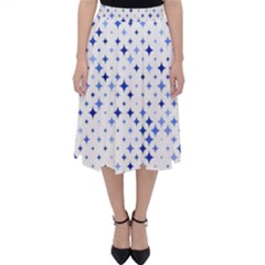 Star Curved Background Blue Folding Skater Skirt