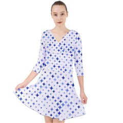 Star Curved Background Blue Quarter Sleeve Front Wrap Dress	 by BangZart