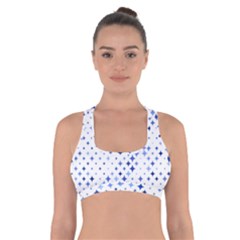 Star Curved Background Blue Cross Back Sports Bra by BangZart