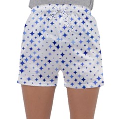 Star Curved Background Blue Sleepwear Shorts by BangZart