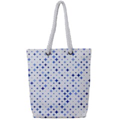 Star Curved Background Blue Full Print Rope Handle Tote (small) by BangZart