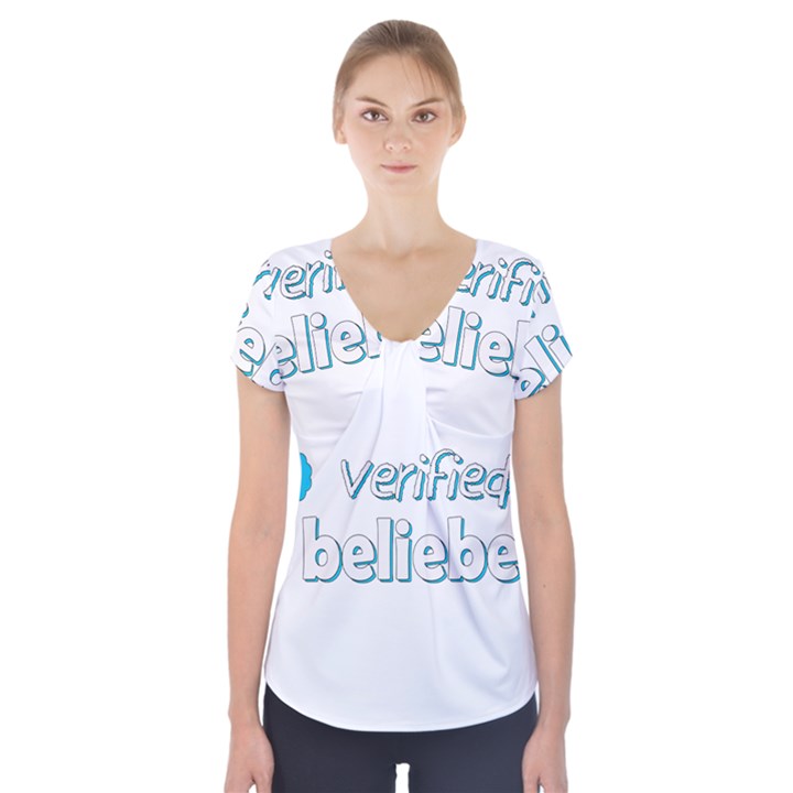 Verified Belieber Short Sleeve Front Detail Top