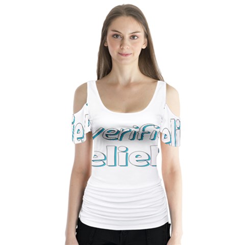 Verified Belieber Butterfly Sleeve Cutout Tee  by Valentinaart