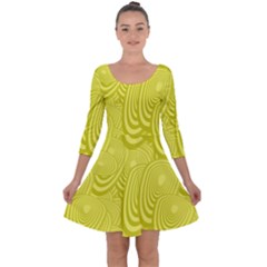 Yellow Oval Ellipse Egg Elliptical Quarter Sleeve Skater Dress