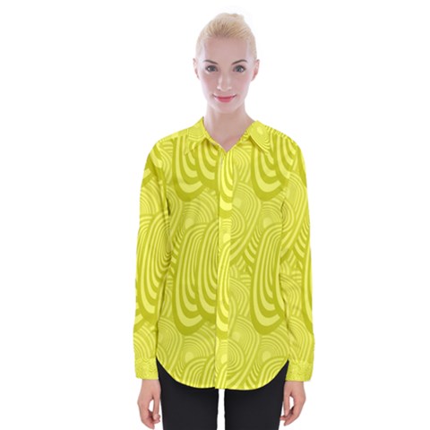 Yellow Oval Ellipse Egg Elliptical Womens Long Sleeve Shirt by BangZart